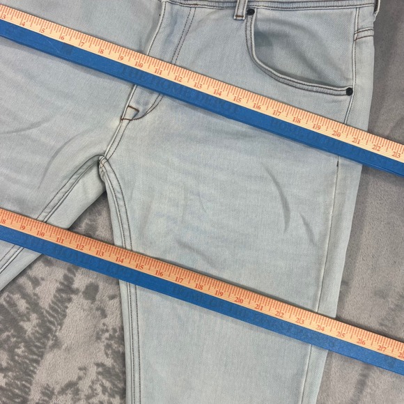 ZARA MAN Slim Jeans Mens Size 36x33 Knit Woven Denim Light Wash Stretch Stained - Picture 10 of 16